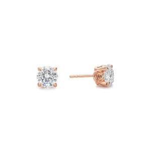 Promise Solitaire Stud 7mm - 18K Rose Gold Vermeil   CZ Blanc