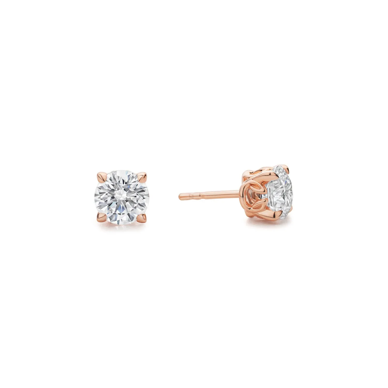 Promise Solitaire Stud 7mm - 18K Rose Gold Vermeil   CZ Blanc