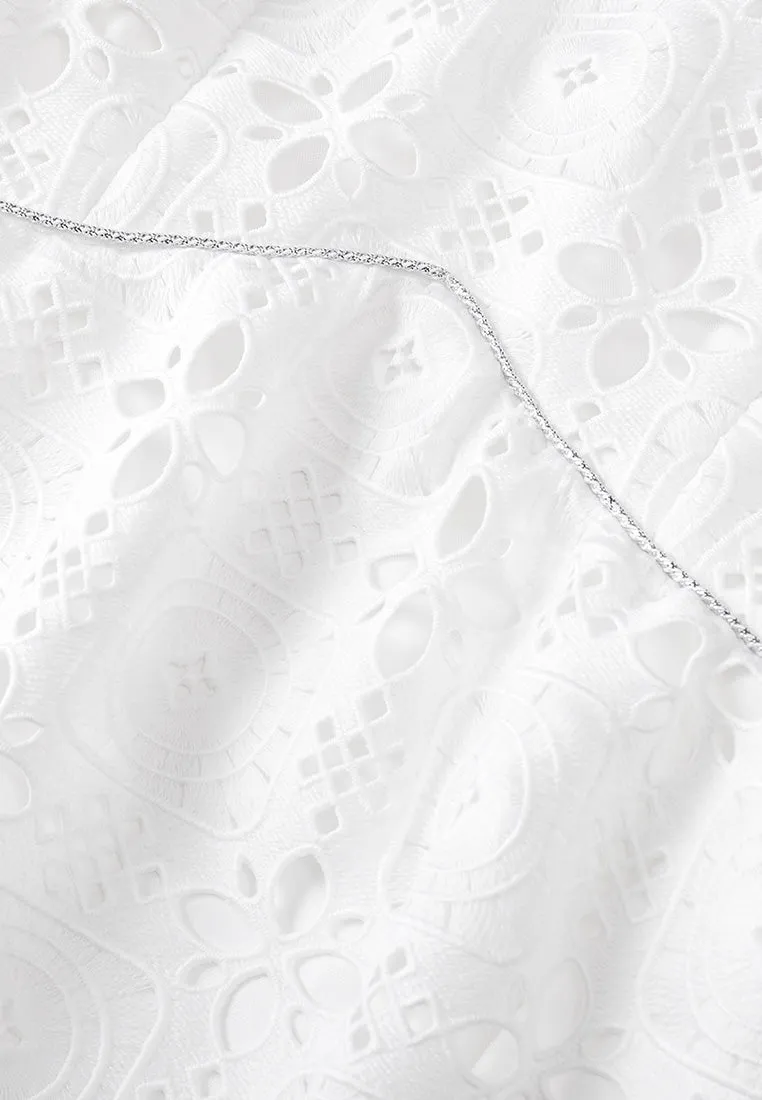 Puff Sleeves White Lace Dress