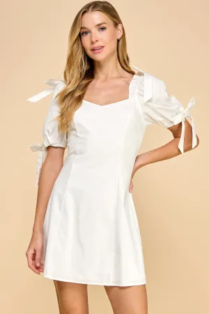 Puff Slv Bow Det Dress