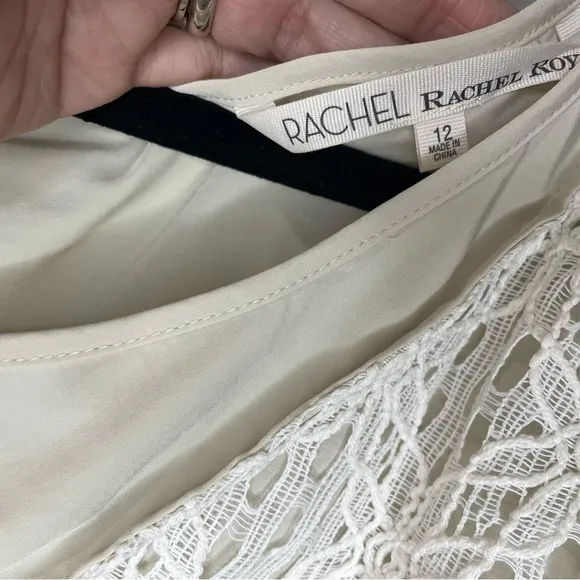 RACHEL ROY Lace Cream White Off Shoulder Mini Dress Romantic Demure SZ 12  EUC