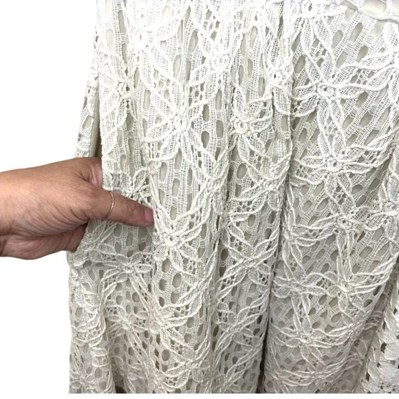 RACHEL ROY Lace Cream White Off Shoulder Mini Dress Romantic Demure SZ 12  EUC