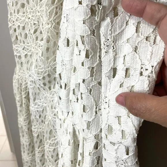 RACHEL ROY Lace Cream White Off Shoulder Mini Dress Romantic Demure SZ 12  EUC
