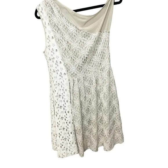 RACHEL ROY Lace Cream White Off Shoulder Mini Dress Romantic Demure SZ 12  EUC