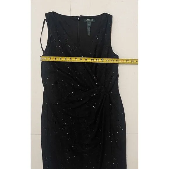 Ralph Lauren Sequin Classy Size 12 Black‎ Long Formal Evening Gown Dress