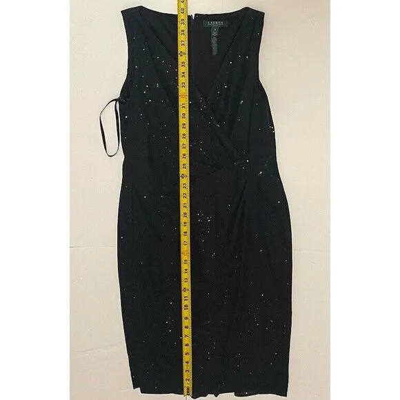 Ralph Lauren Sequin Classy Size 12 Black‎ Long Formal Evening Gown Dress