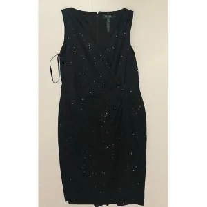 Ralph Lauren Sequin Classy Size 12 Black‎ Long Formal Evening Gown Dress