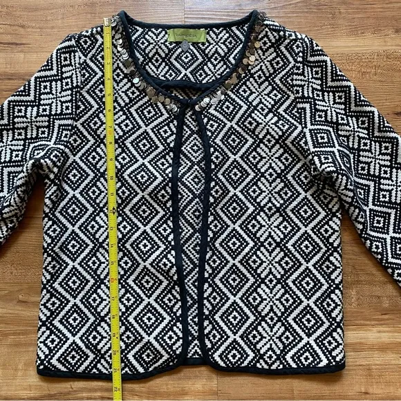 RAPSODIA S/M Tweed Black White Geometric Basketweave Argentina Cotton Jacket