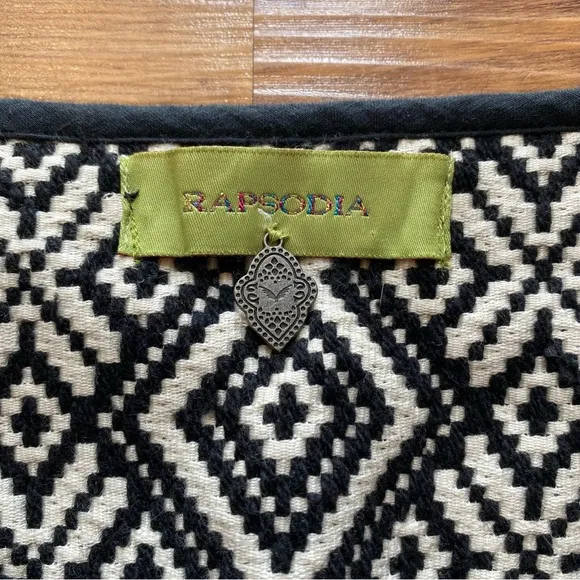 RAPSODIA S/M Tweed Black White Geometric Basketweave Argentina Cotton Jacket