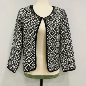 RAPSODIA S/M Tweed Black White Geometric Basketweave Argentina Cotton Jacket