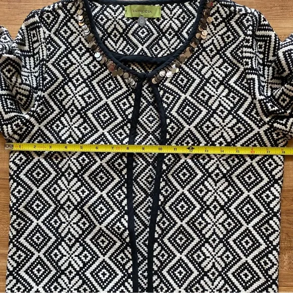 RAPSODIA S/M Tweed Black White Geometric Basketweave Argentina Cotton Jacket