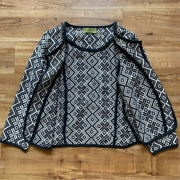 RAPSODIA S/M Tweed Black White Geometric Basketweave Argentina Cotton Jacket