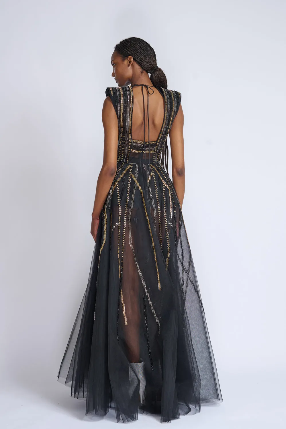 Rayure Crystal Embriodery Tulle Gown