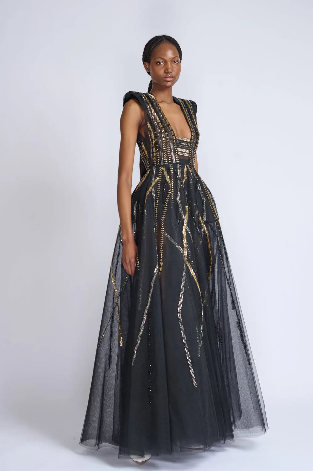 Rayure Crystal Embriodery Tulle Gown