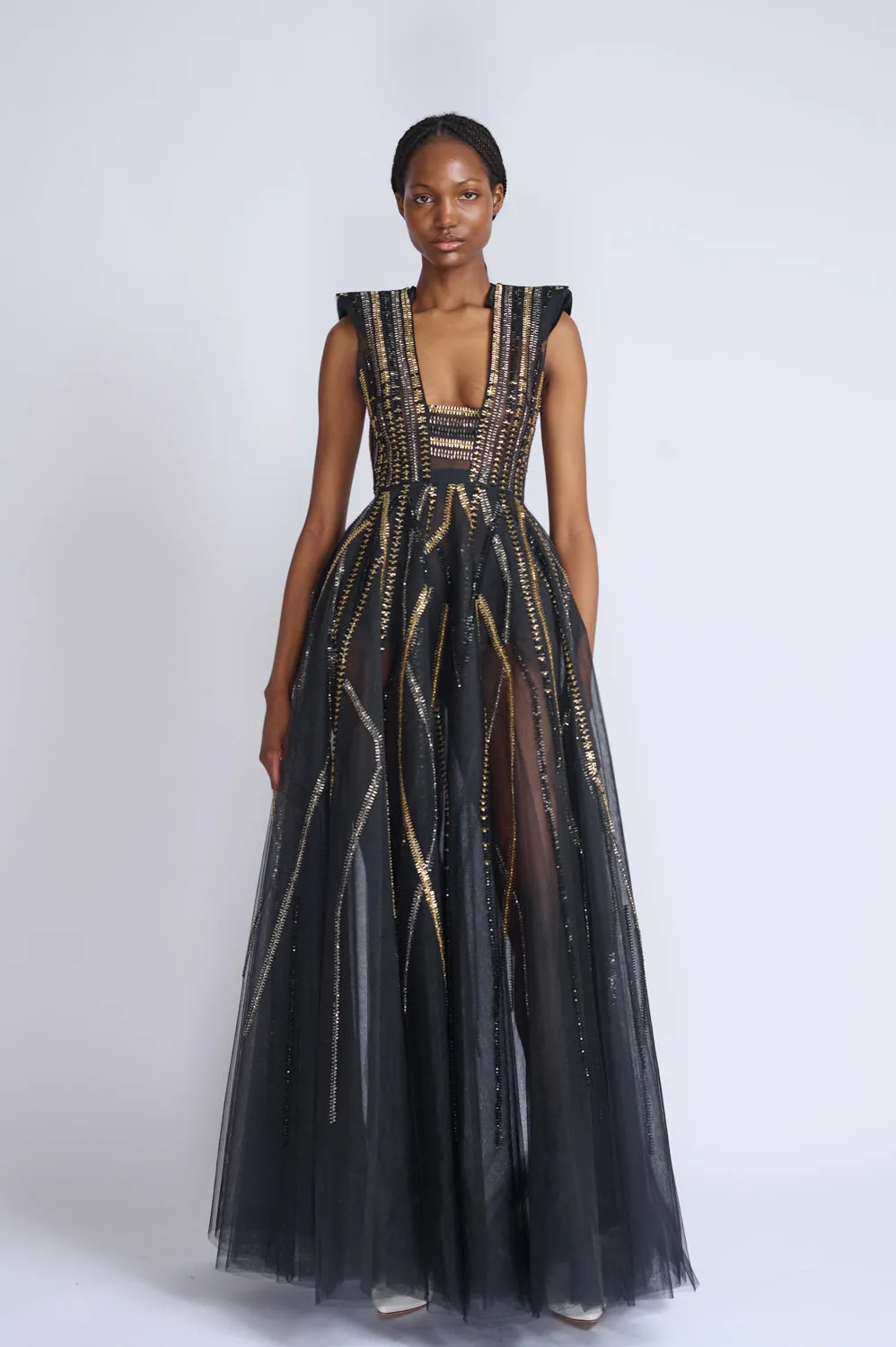 Rayure Crystal Embriodery Tulle Gown