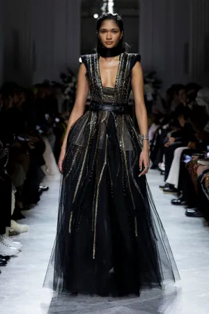 Rayure Crystal Embriodery Tulle Gown