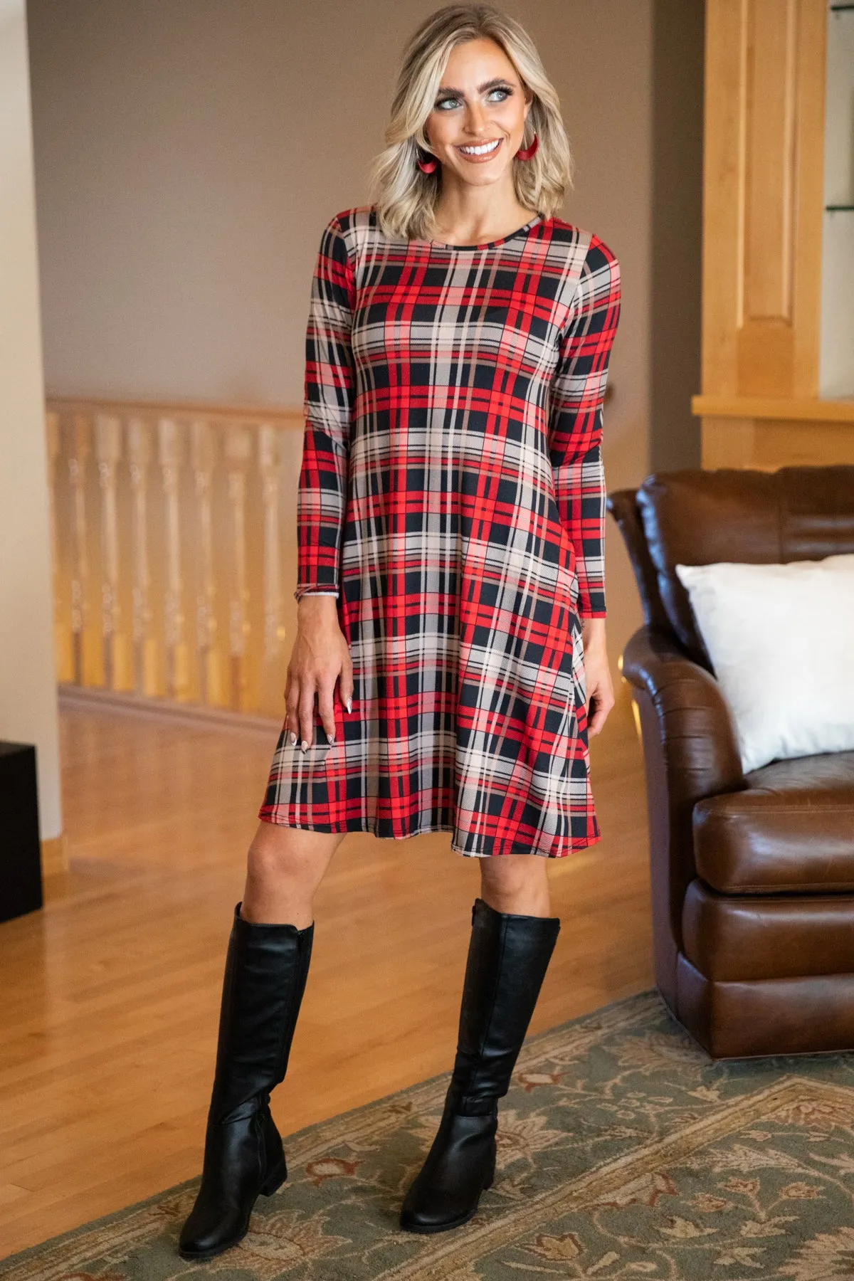 Red and Black Plaid Dress
