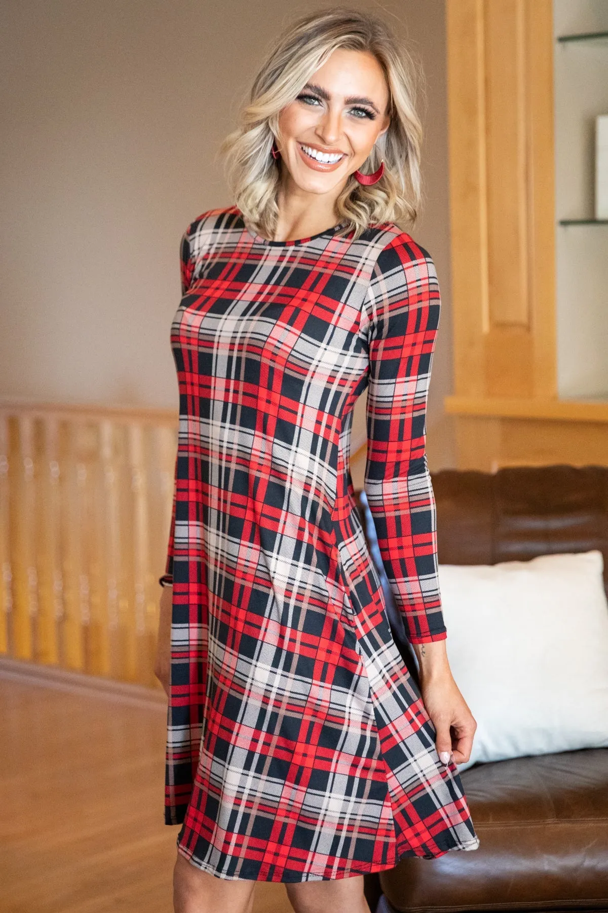 Red and Black Plaid Dress