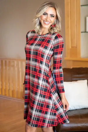 Red and Black Plaid Dress