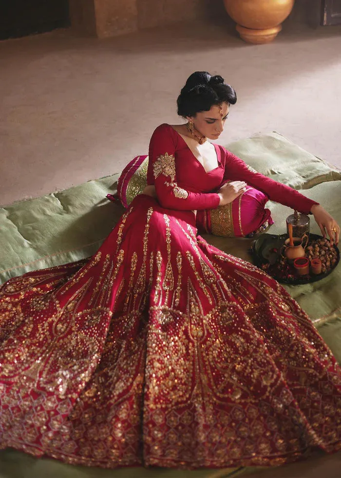 Red Maroon Lehenga Choli with Green Dupatta