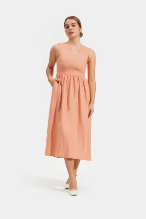 REFORME V-Neck Fit And Flare Dress
