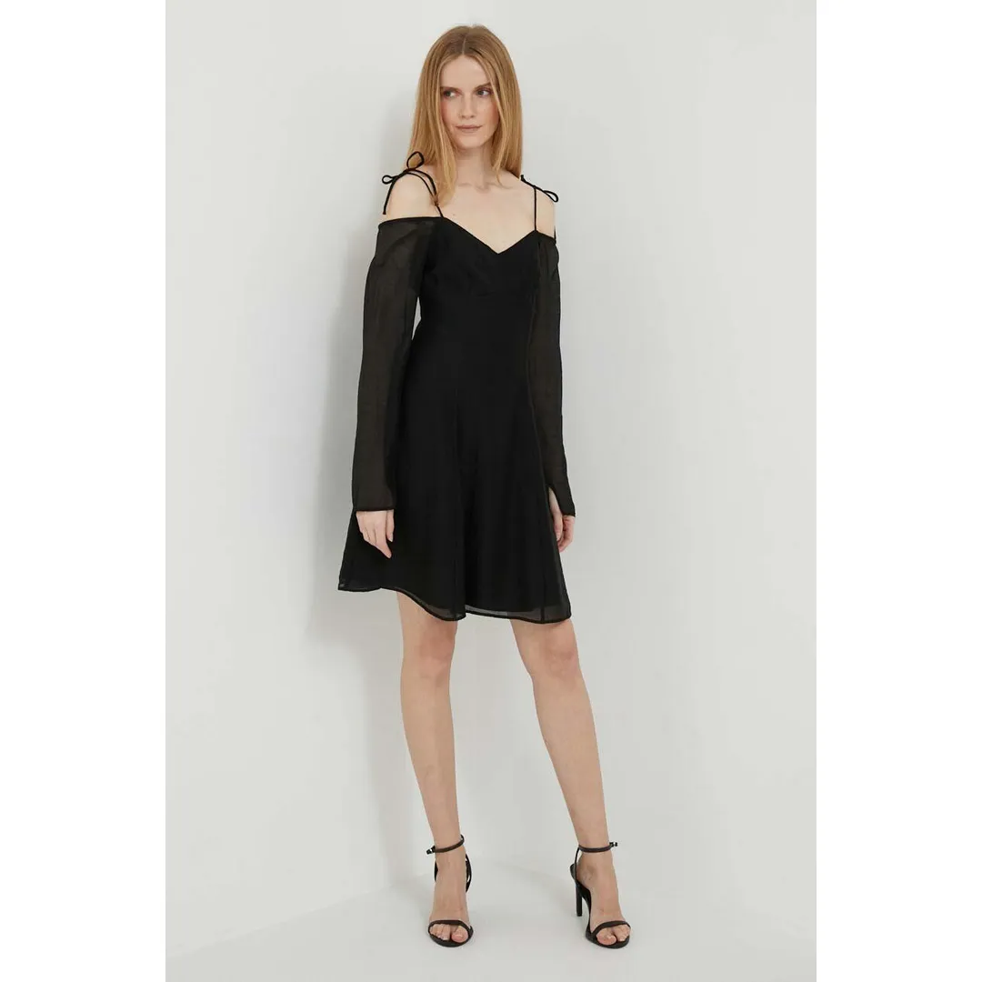 Rinkle Off Shoulder Mini Dress