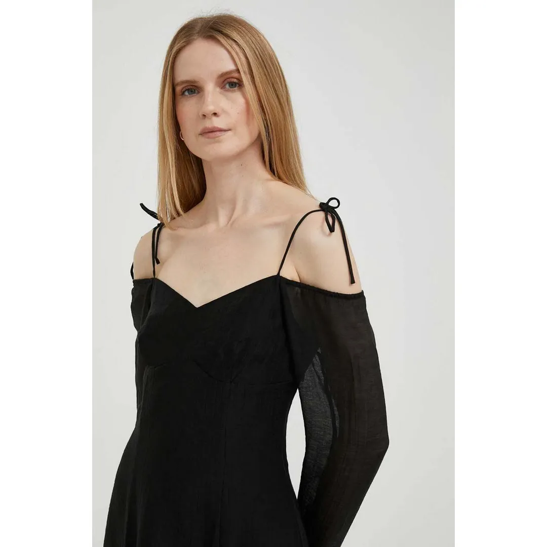 Rinkle Off Shoulder Mini Dress