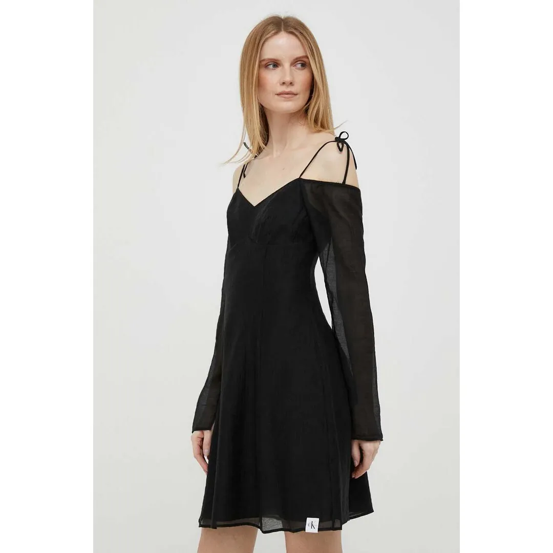 Rinkle Off Shoulder Mini Dress