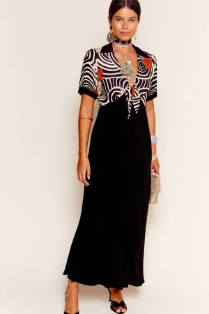 Rixo Anais Dress - Swirl Daisy Black