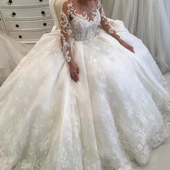 robe de mariee 2020 wedding dresses for bride lace applique beaded off white wedding gown 2021