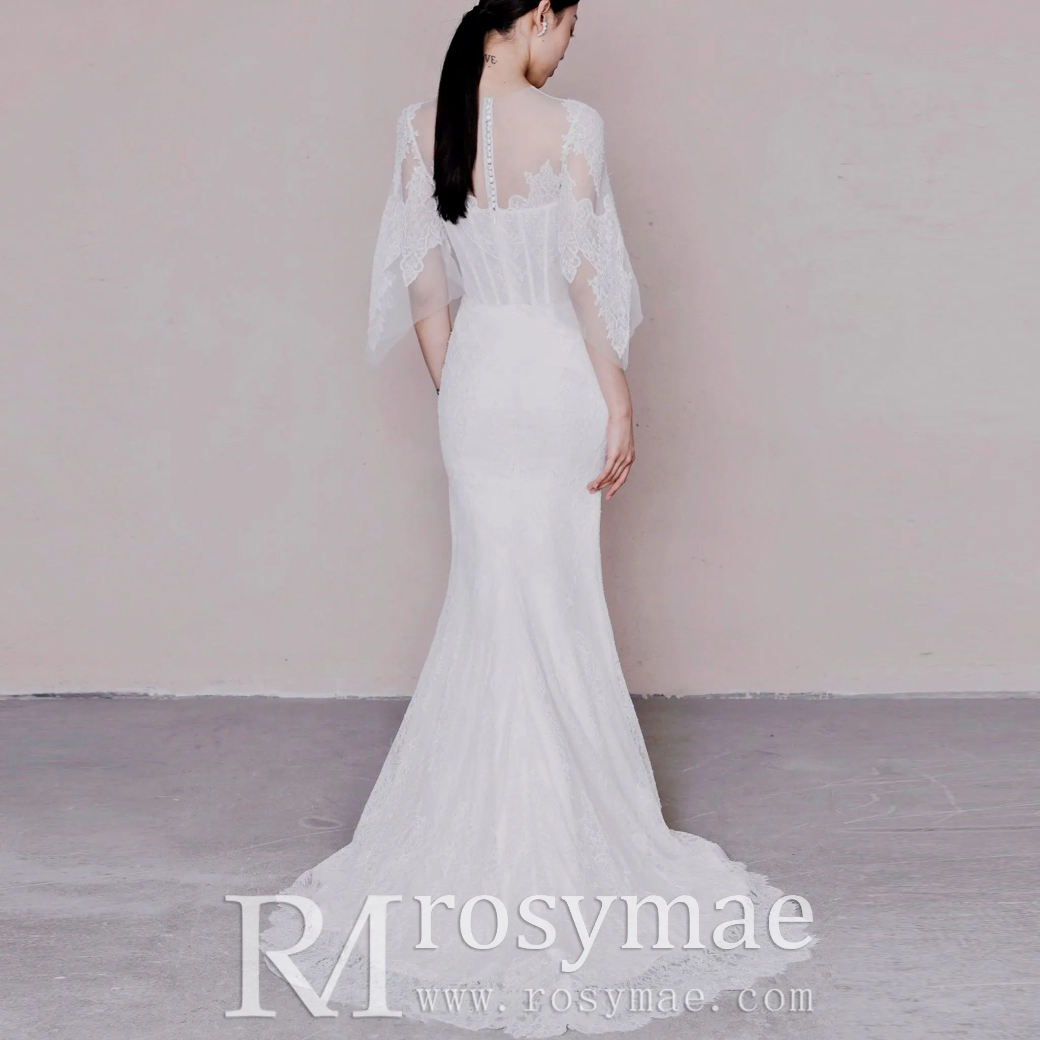Romantic Bohemian Lace Wedding Dresses with Long Sleeve