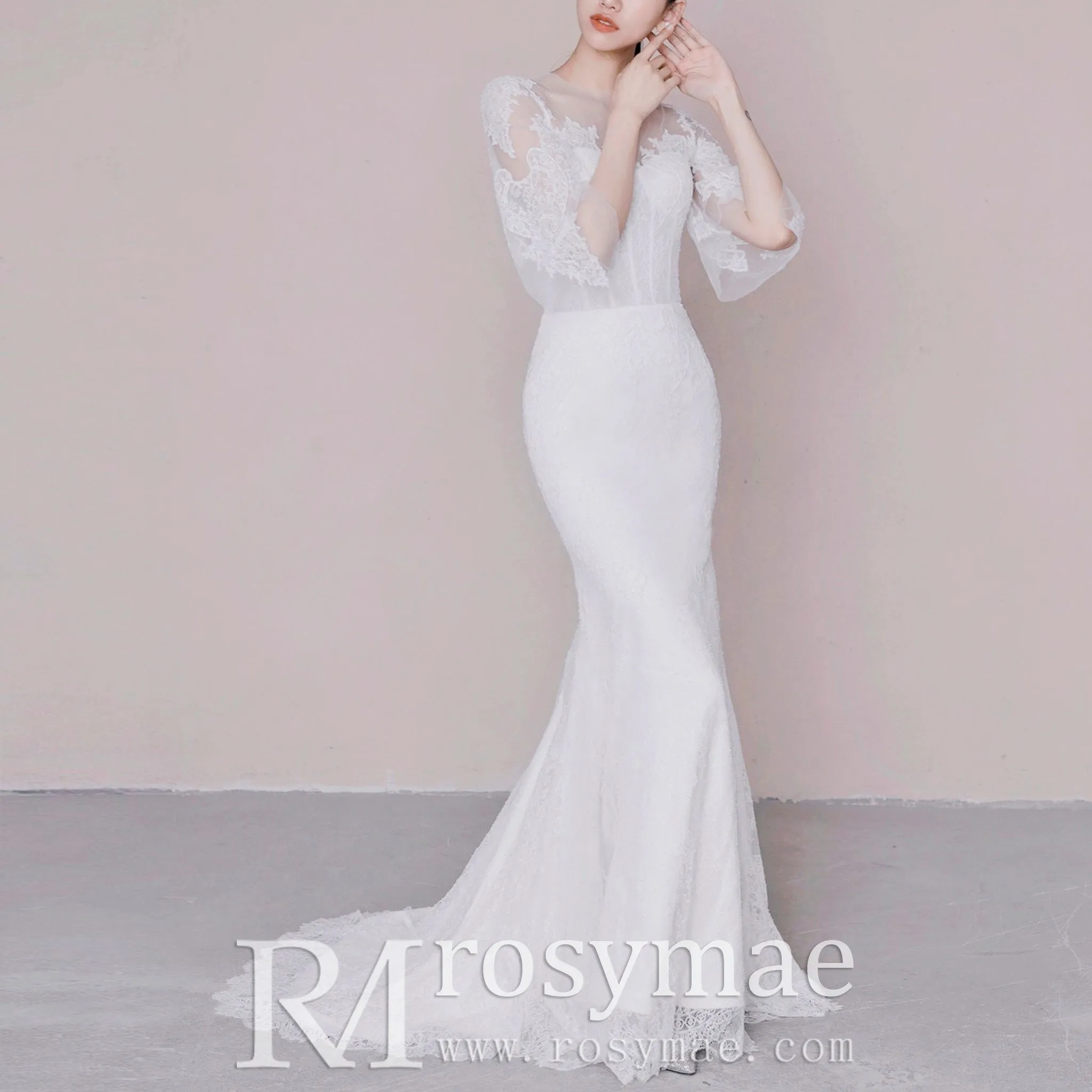 Romantic Bohemian Lace Wedding Dresses with Long Sleeve