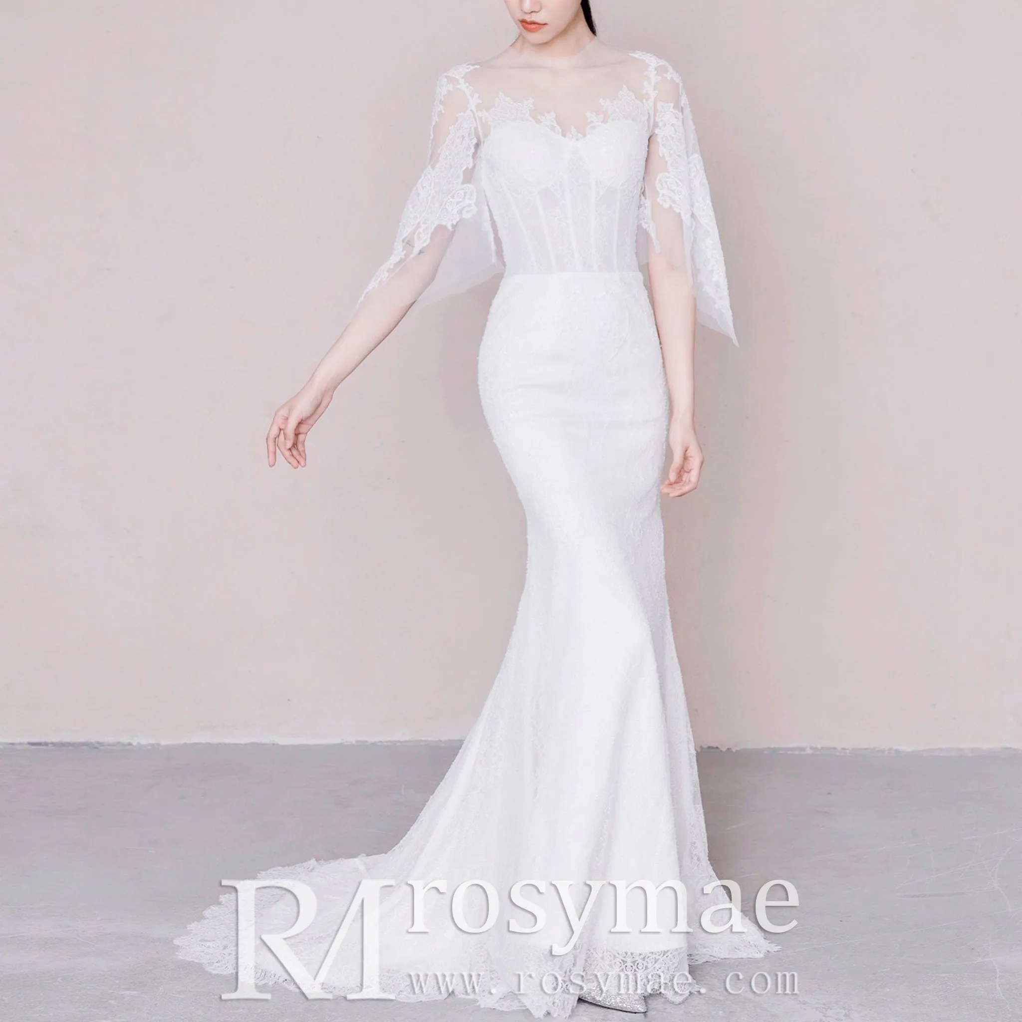 Romantic Bohemian Lace Wedding Dresses with Long Sleeve