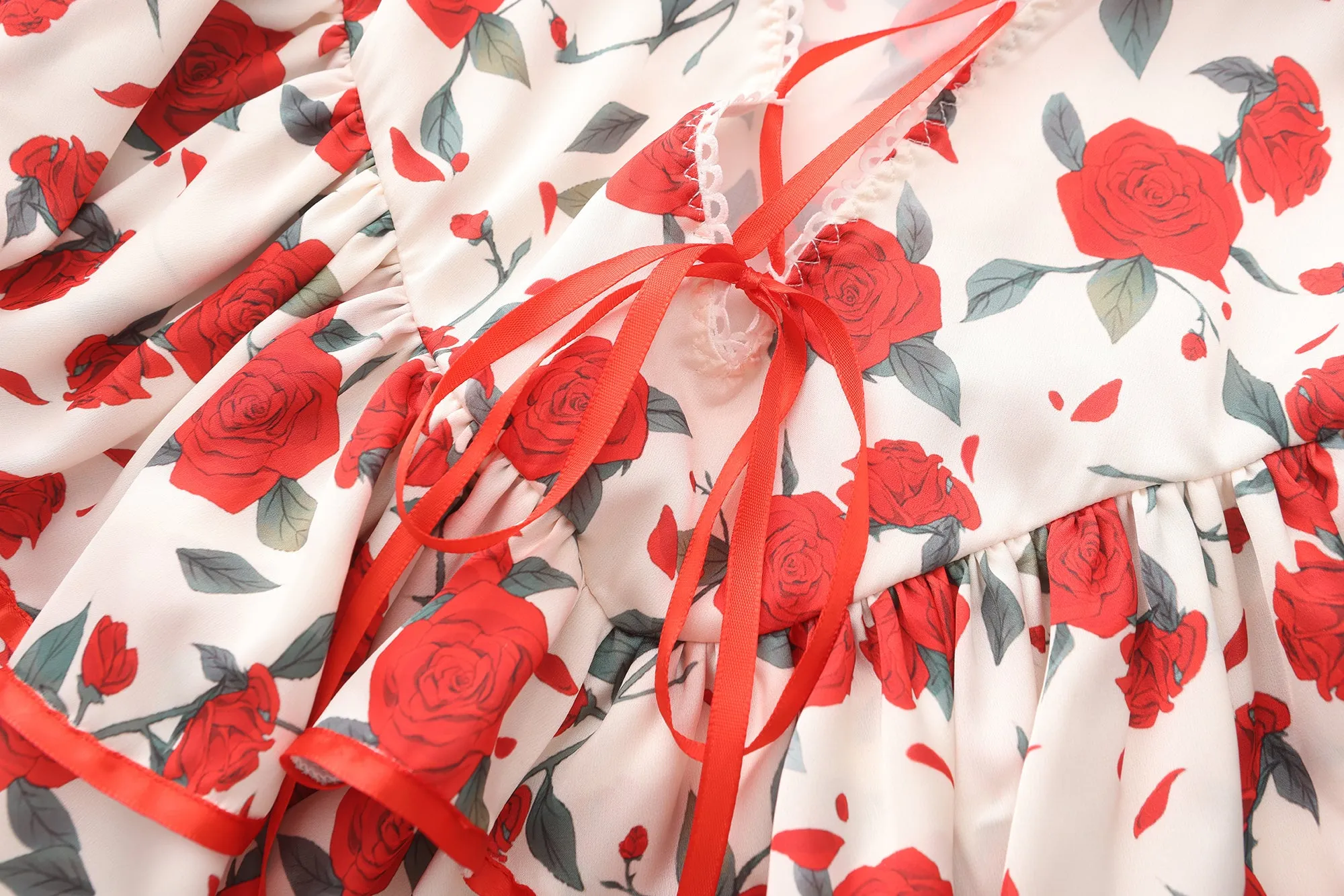 Rose Print Floral Mini Dress