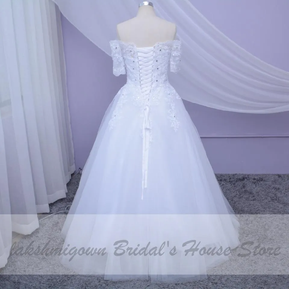 Roycebridal White Wedding Dress Plus Size Lace Appliques