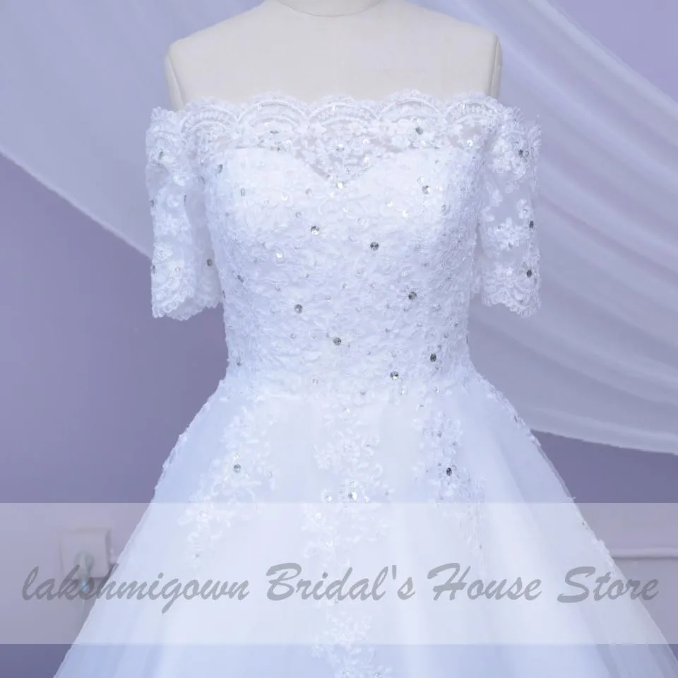 Roycebridal White Wedding Dress Plus Size Lace Appliques