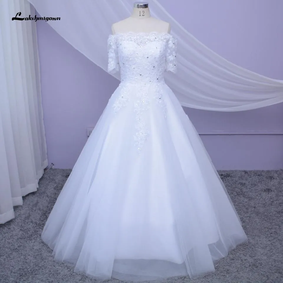 Roycebridal White Wedding Dress Plus Size Lace Appliques