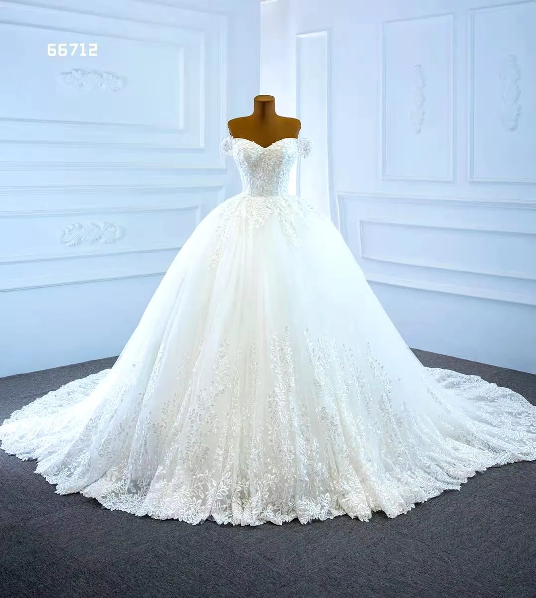 RSM66712 2020 white minimalist big traine plus size wedding dress