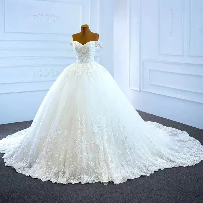 RSM66712 2020 white minimalist big traine plus size wedding dress
