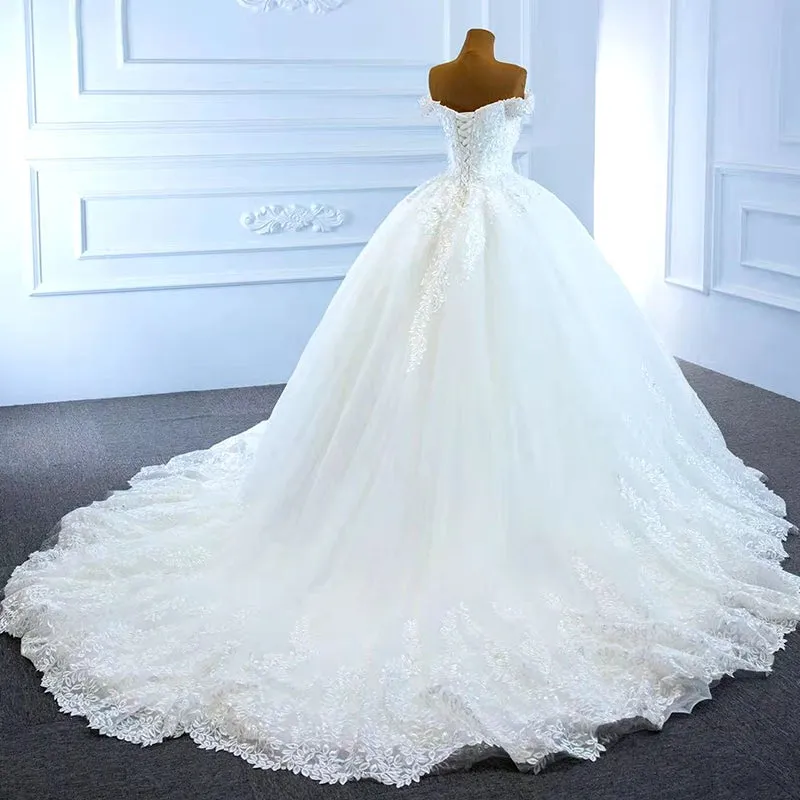 RSM66712 2020 white minimalist big traine plus size wedding dress