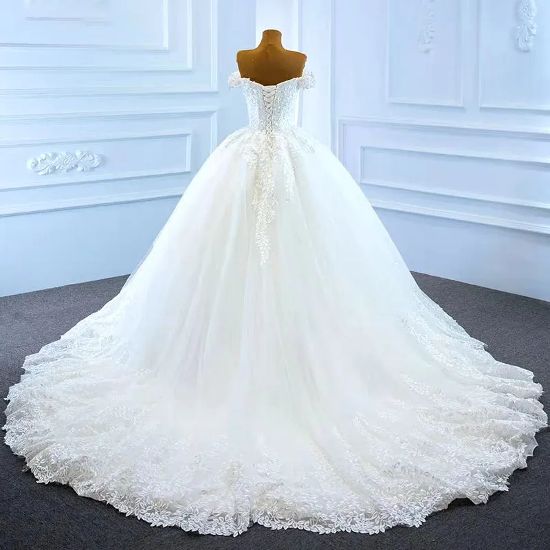 RSM66712 2020 white minimalist big traine plus size wedding dress