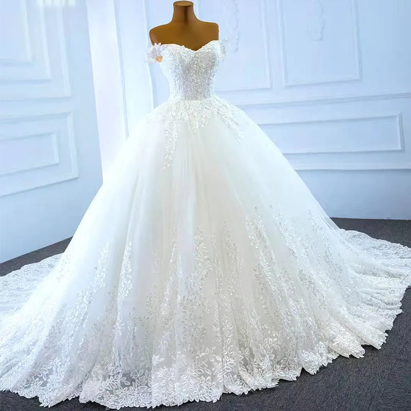 RSM66712 2020 white minimalist big traine plus size wedding dress