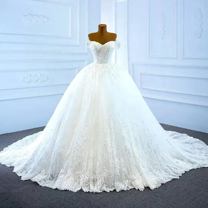 RSM66712 2020 white minimalist big traine plus size wedding dress