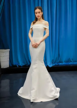 RSM66833 boat neck off shoulder luxury wedding white ball gown luxury ball gown mermaid wedding dress