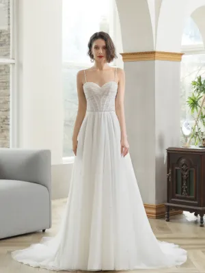 Ruched Bodice with Pearl Detailing A-Line Wedding Dress Avery