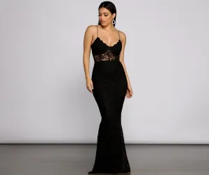 Sabrina Glitter Stylish Lace Mermaid Dress