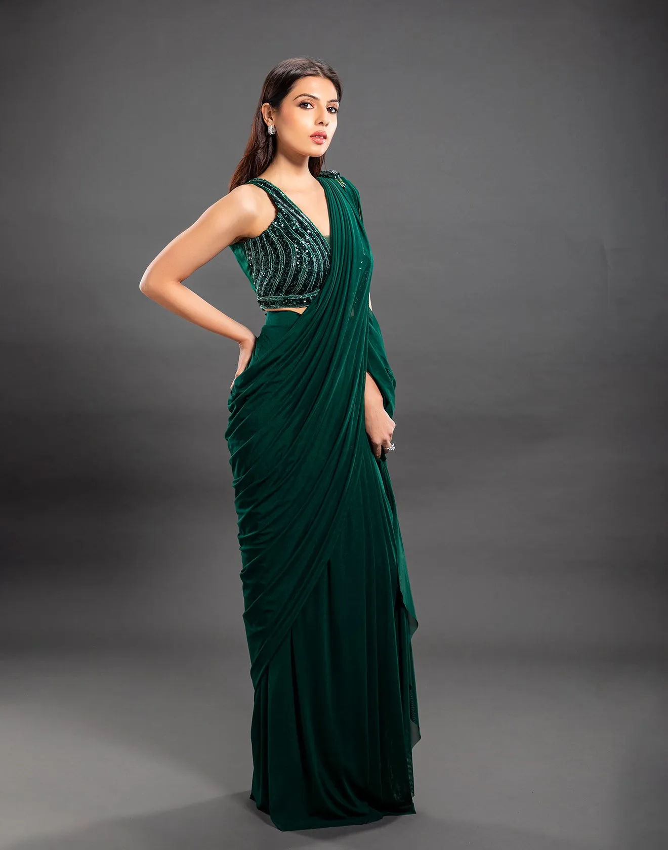 Sacramento Green Pre-stitched Saree