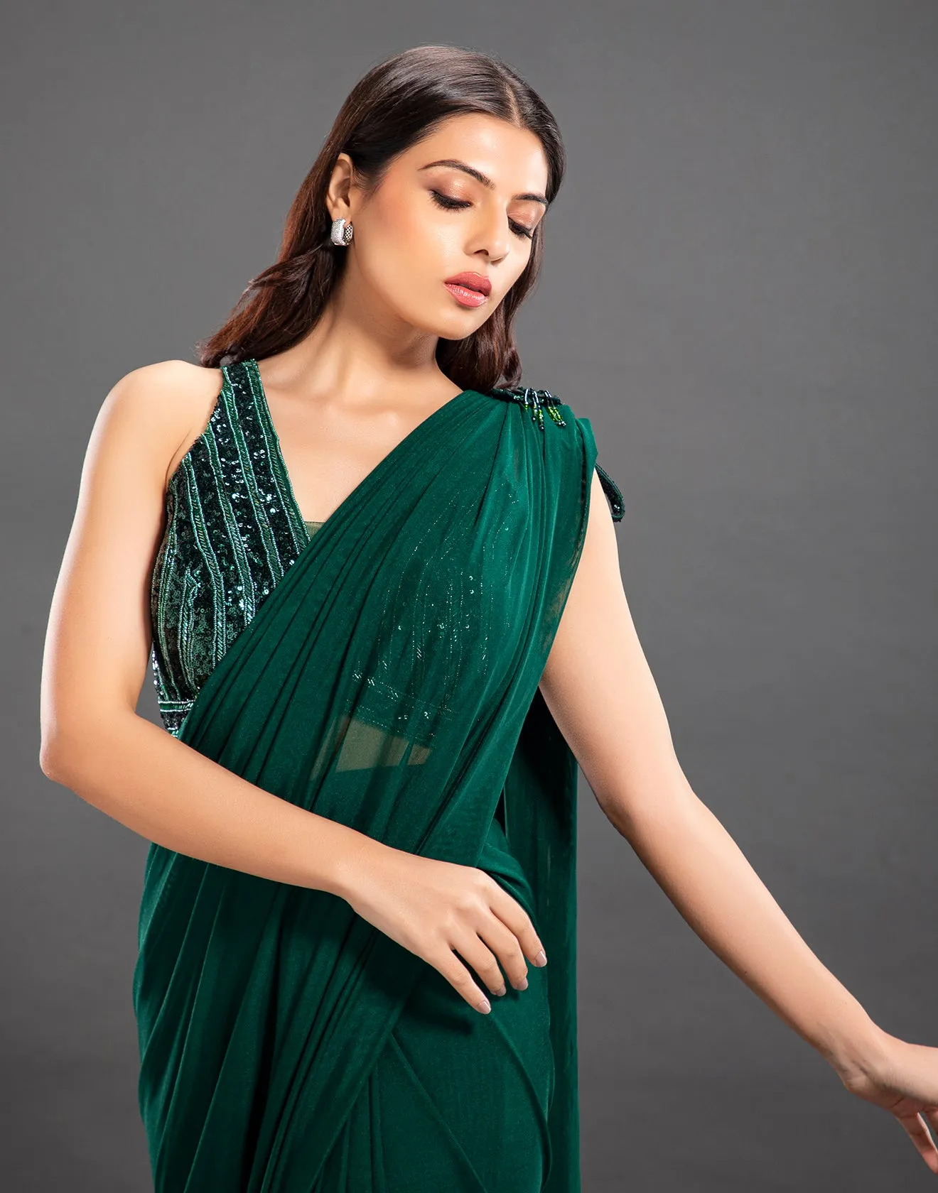 Sacramento Green Pre-stitched Saree