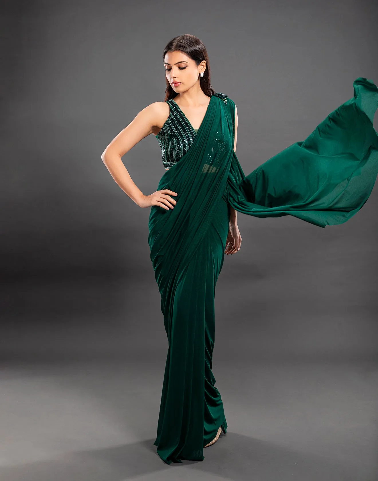 Sacramento Green Pre-stitched Saree