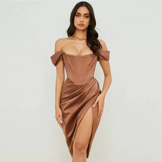 Satin Bodycon Corset Dress